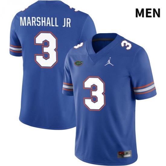 Men's Florida Gators #3 Jason Marshall Jr NCAA Jordan Brand Royal NIL 2022 Authentic Stitched College Football Jersey NZD8062DX